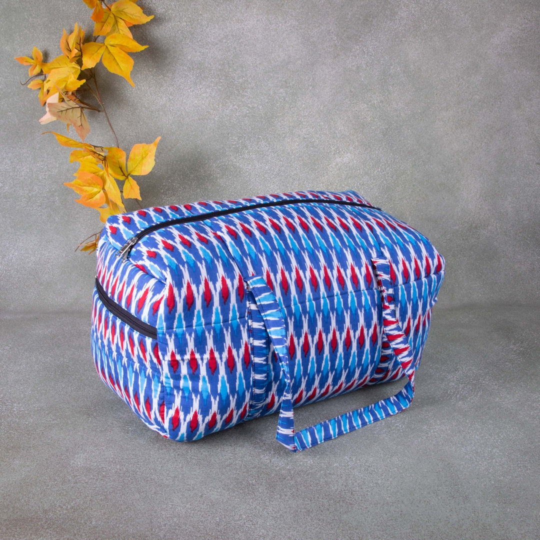 Rectangle Travel Bag Blue Colour Ikat Prints
