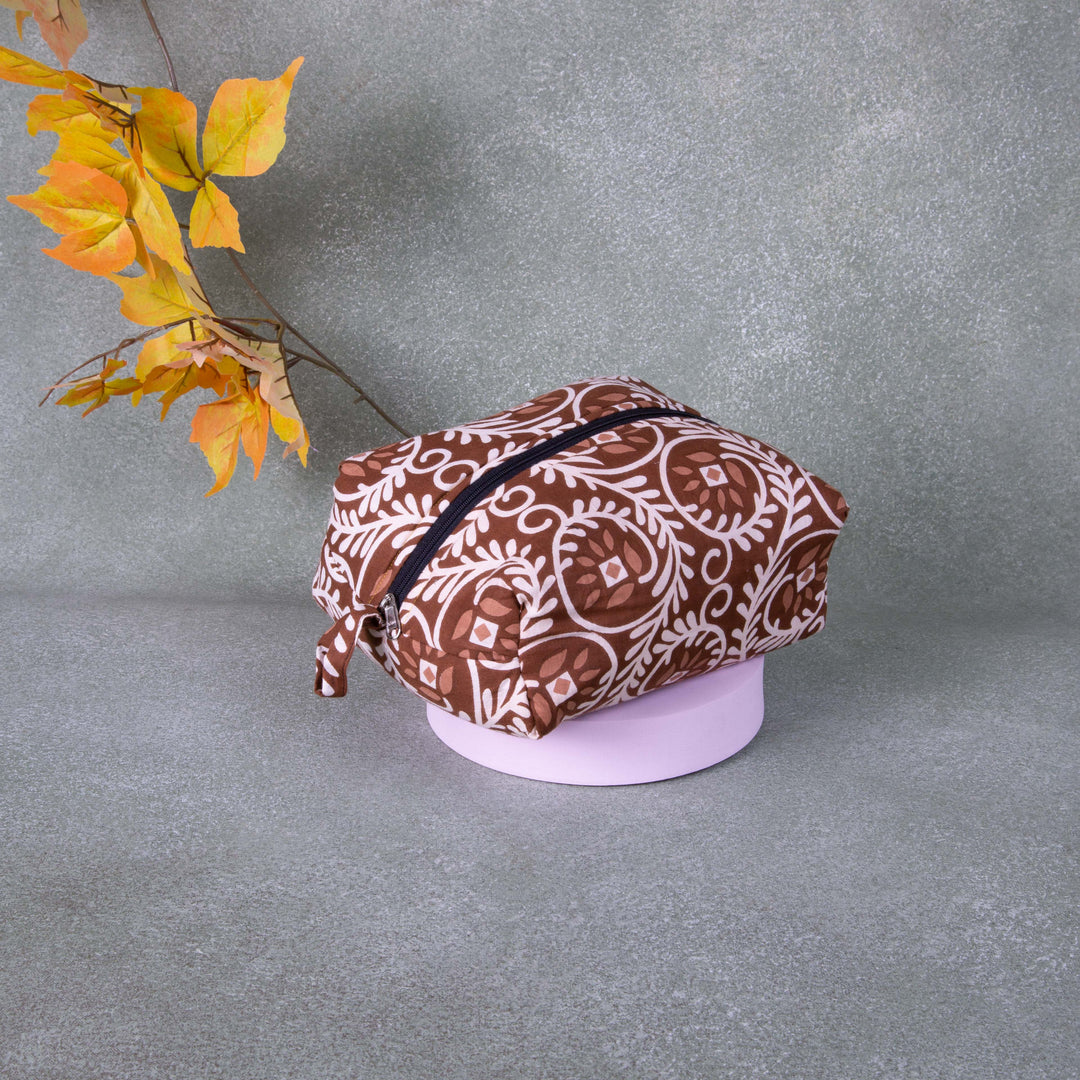 Vanity Pouch Brown Flower design