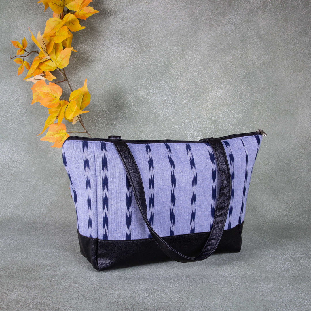 Sarus Crane Series Jumbo Tote Grey With Navy Blue Colour Design.