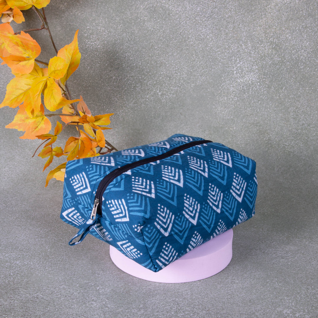Vanity Pouch Sea Blue Colour Design.