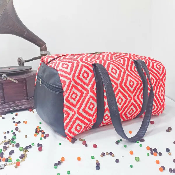 Woodpecker series Boho waterproof jumbo duffle bag Red Color