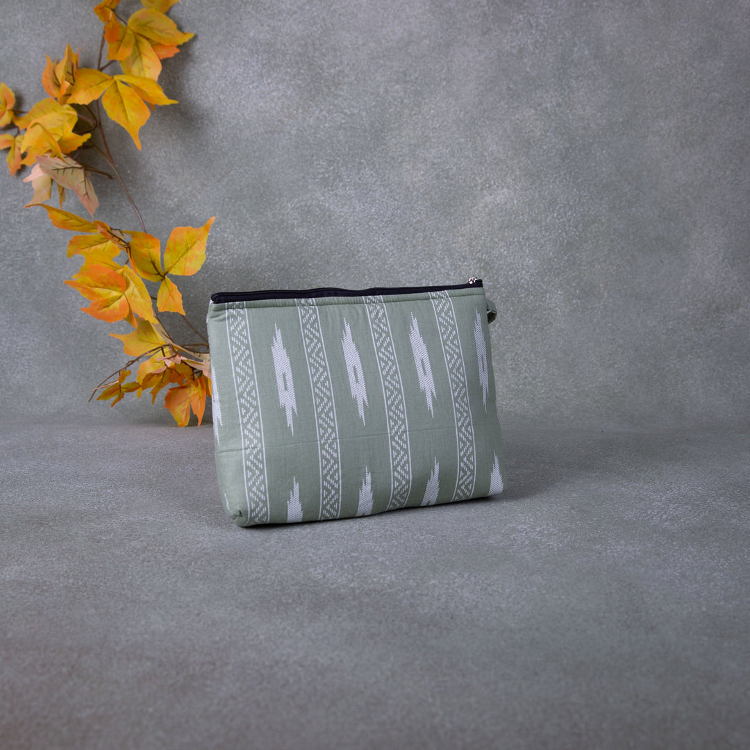 Boat purse Green Colour with White Prints.