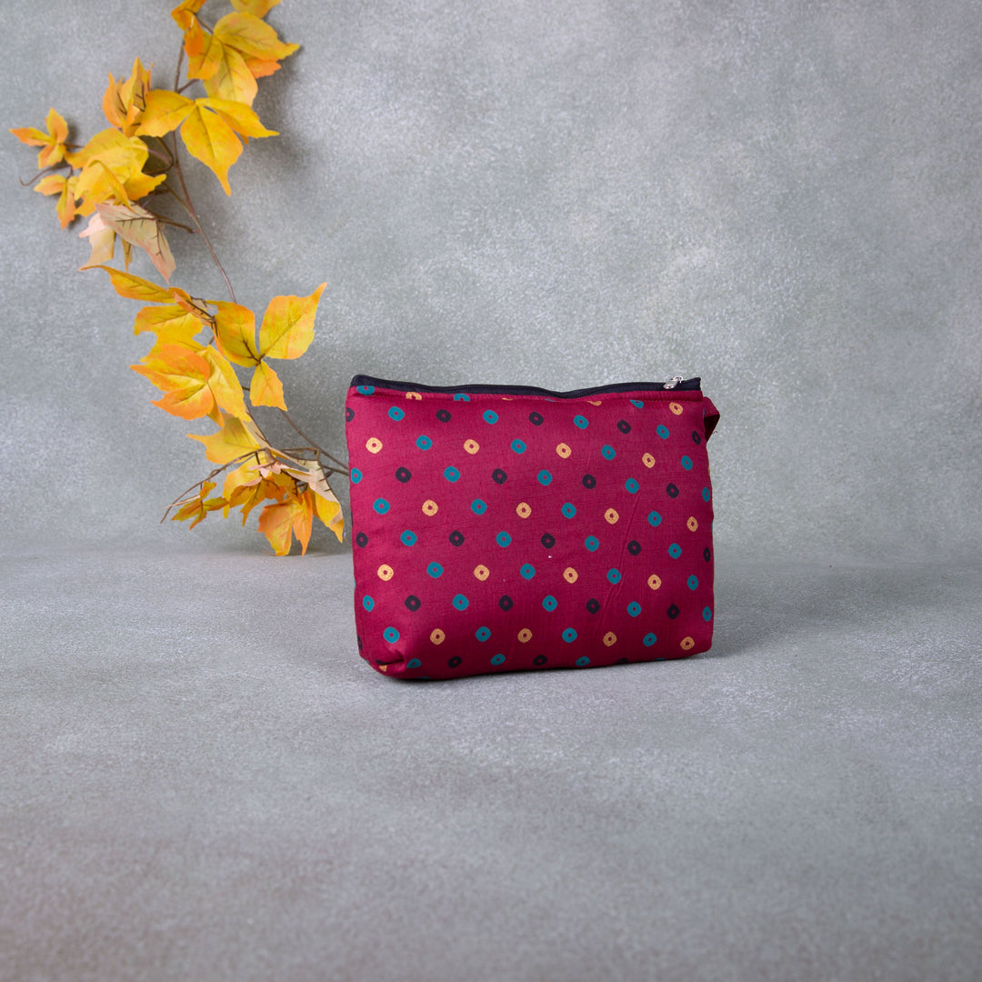 Boat purse Brown Colour with Green Dots Design.