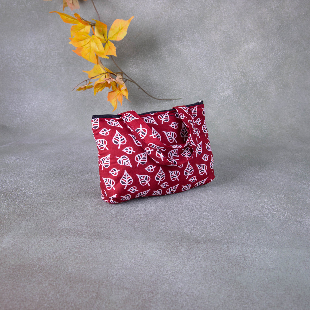 Bristlefront everyday handy bags Brown Colour With Leaf Design.