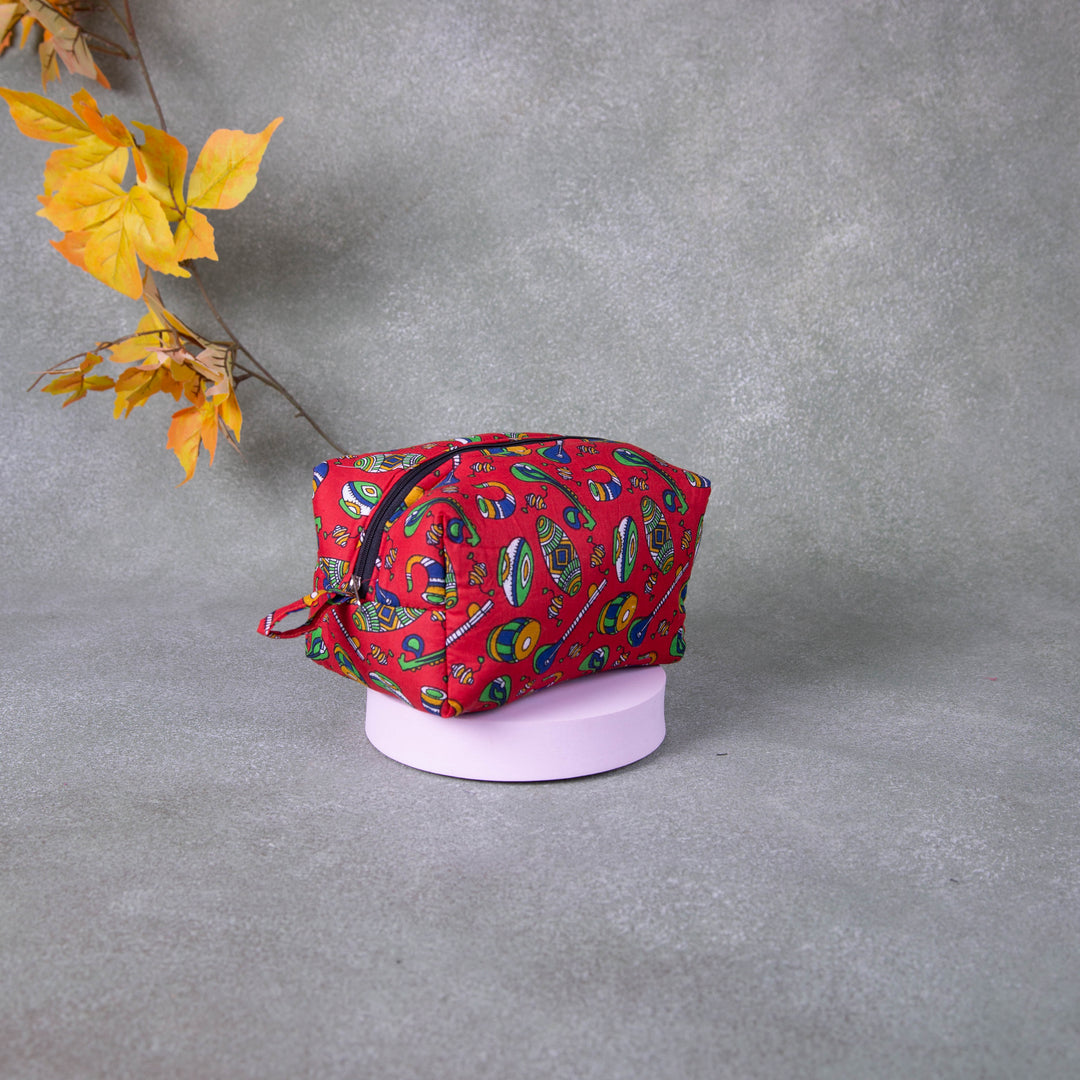 Vanity Pouch Red Colour with Instrument Design.