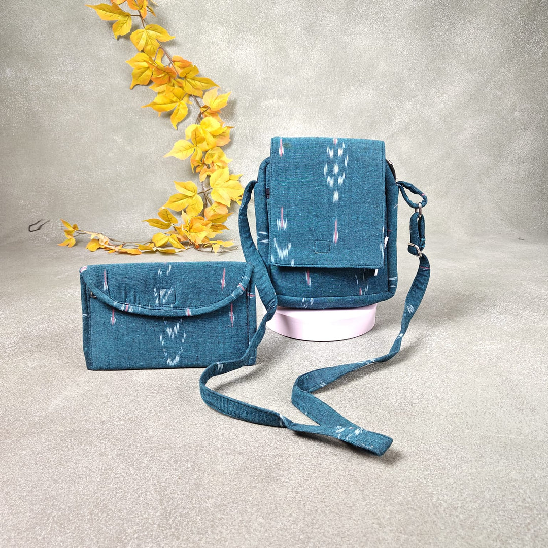 Hindustani Sling Combo Green Colour with Fret Prints.