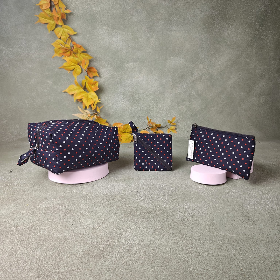 Pocket Vanity Black with Orange and White Polka Dots Prints