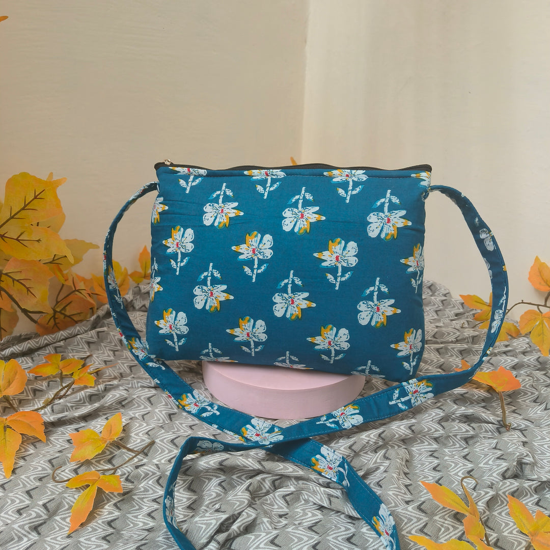 Bristlefront Everyday sling Blue Color With White And Yellow Flower Design