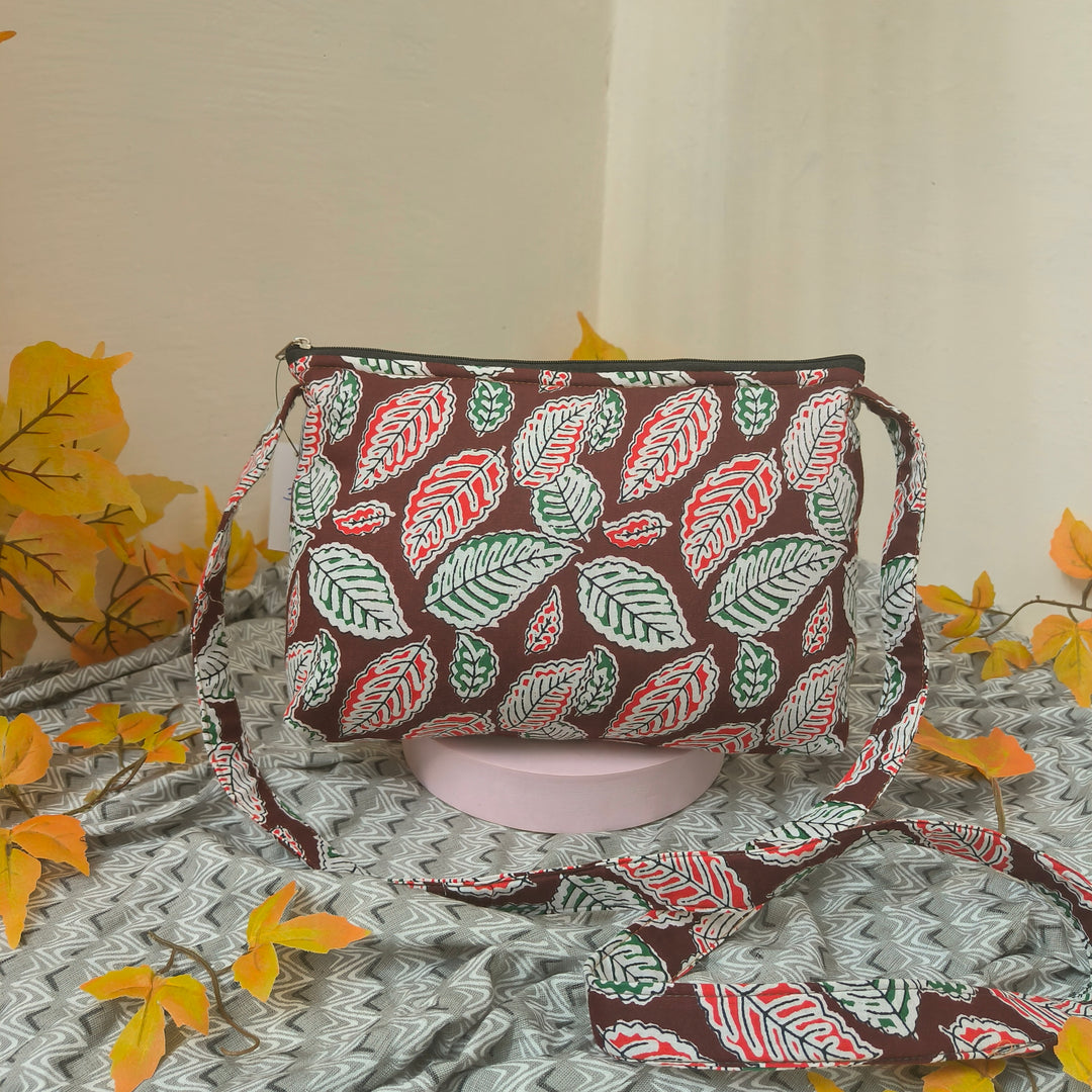 Bristlefront Everyday sling Dark Pink Color with Green And Red Flower Design.