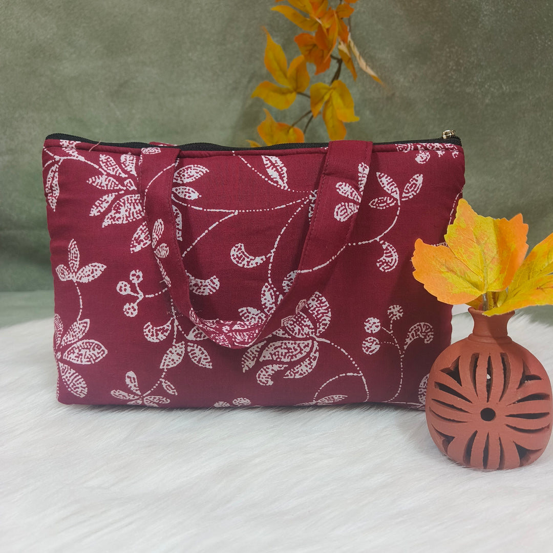 Bristlefront everyday handy maroon with flower print