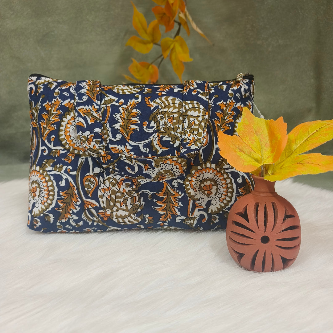 Bristlefront everyday handy Blue with yellow flower print