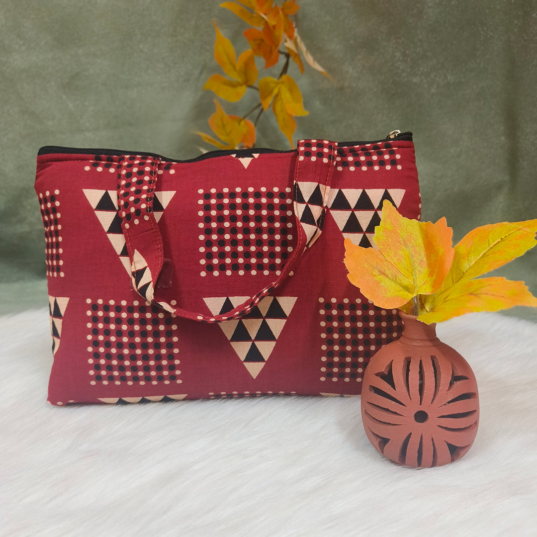 Bristlefront everyday handy Maroon with triangle print