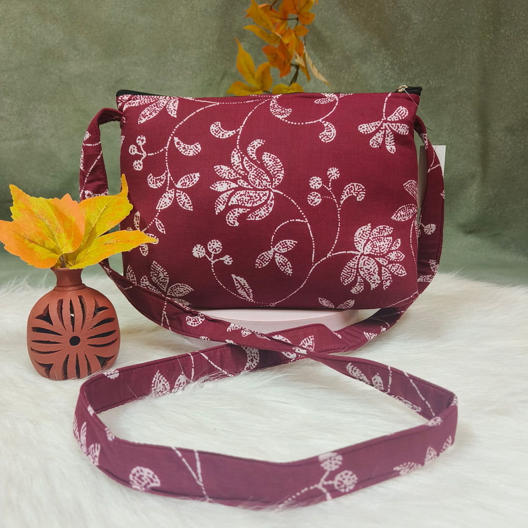Bristlefront Everyday sling Maroon with flower print