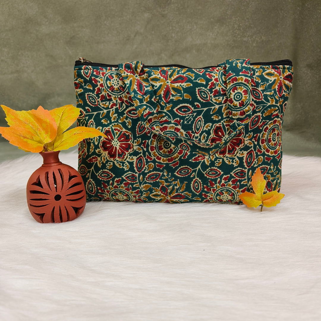 Bristlefront everyday handy bags Green with flower print