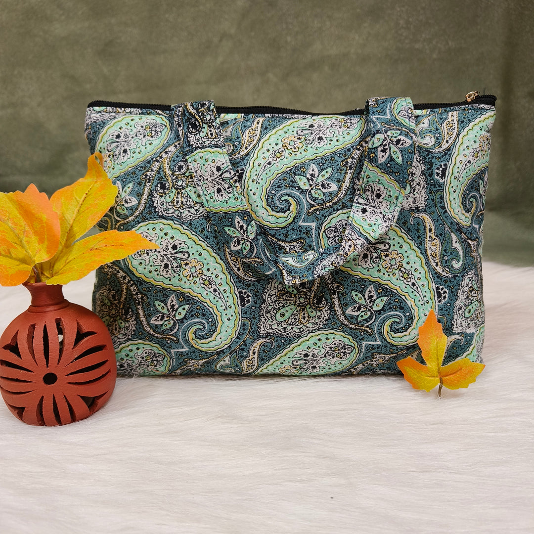 Bristlefront everyday handy bags green with mango print