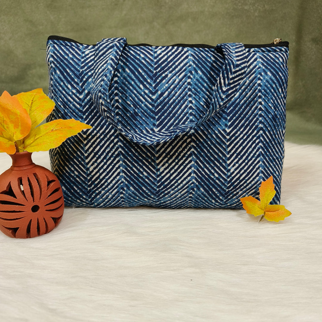 Bristlefront everyday handy bags blue with strip print