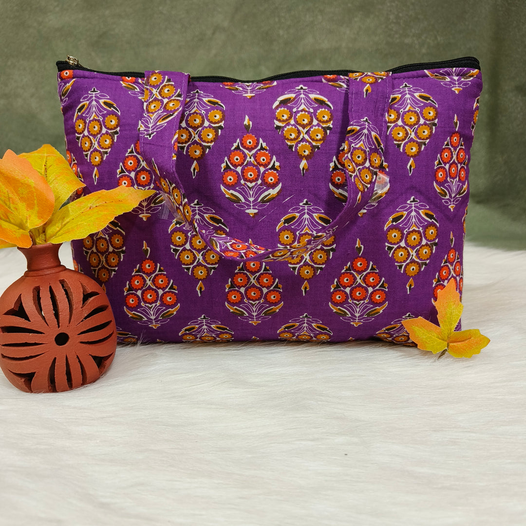 Bristlefront everyday handy bags purple with yellow dot print