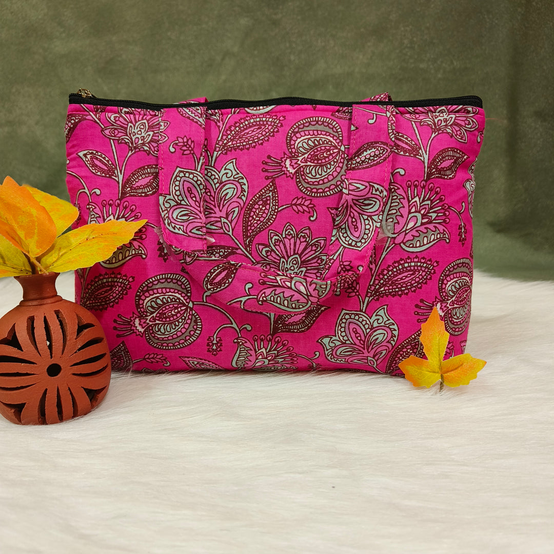 Bristlefront everyday handy bags pink with flower print