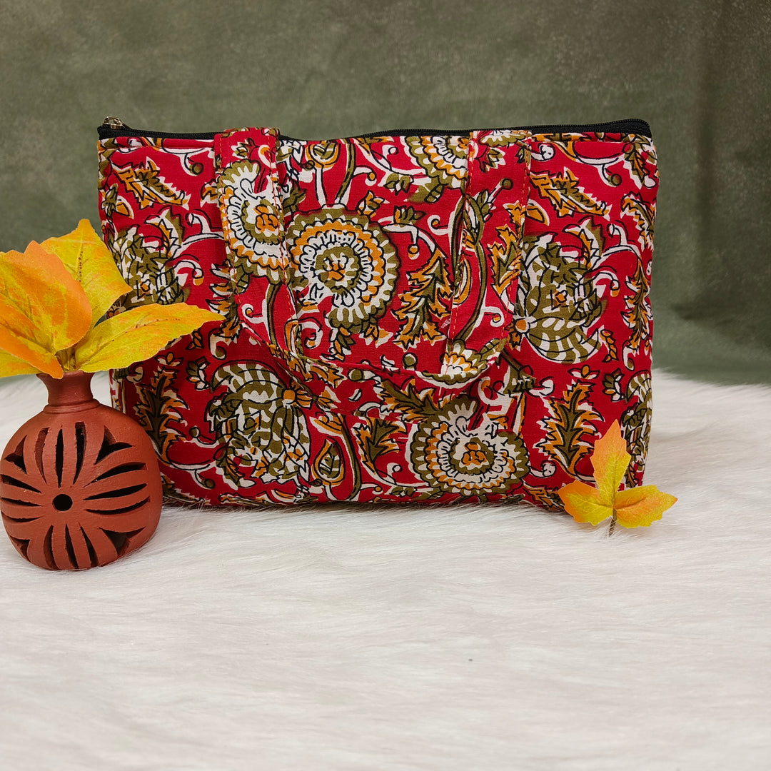 Bristlefront everyday handy bags red with floral print