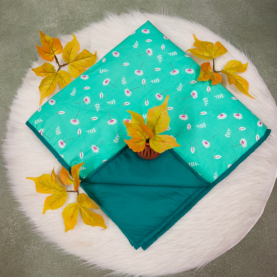 Baby Comforters green with white flower print