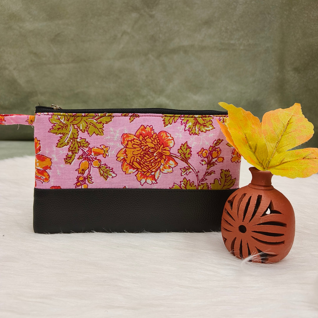 Jaipur Cotton Purse Pink with flower print