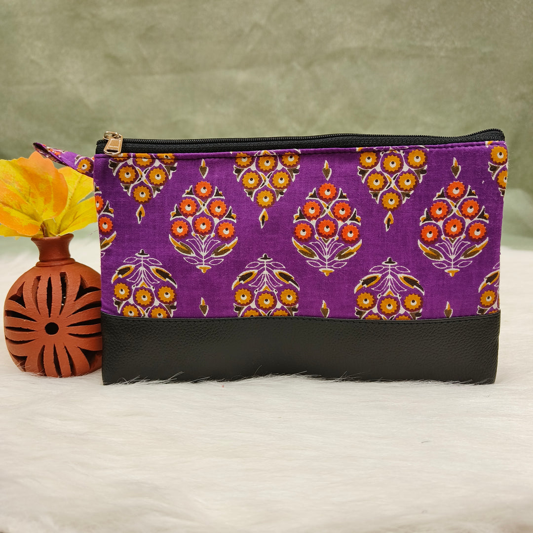 Jaipur Cotton Purse violet with dot print