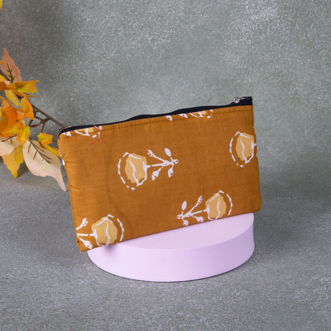 Cotton Purse Mustered with Flower Design.