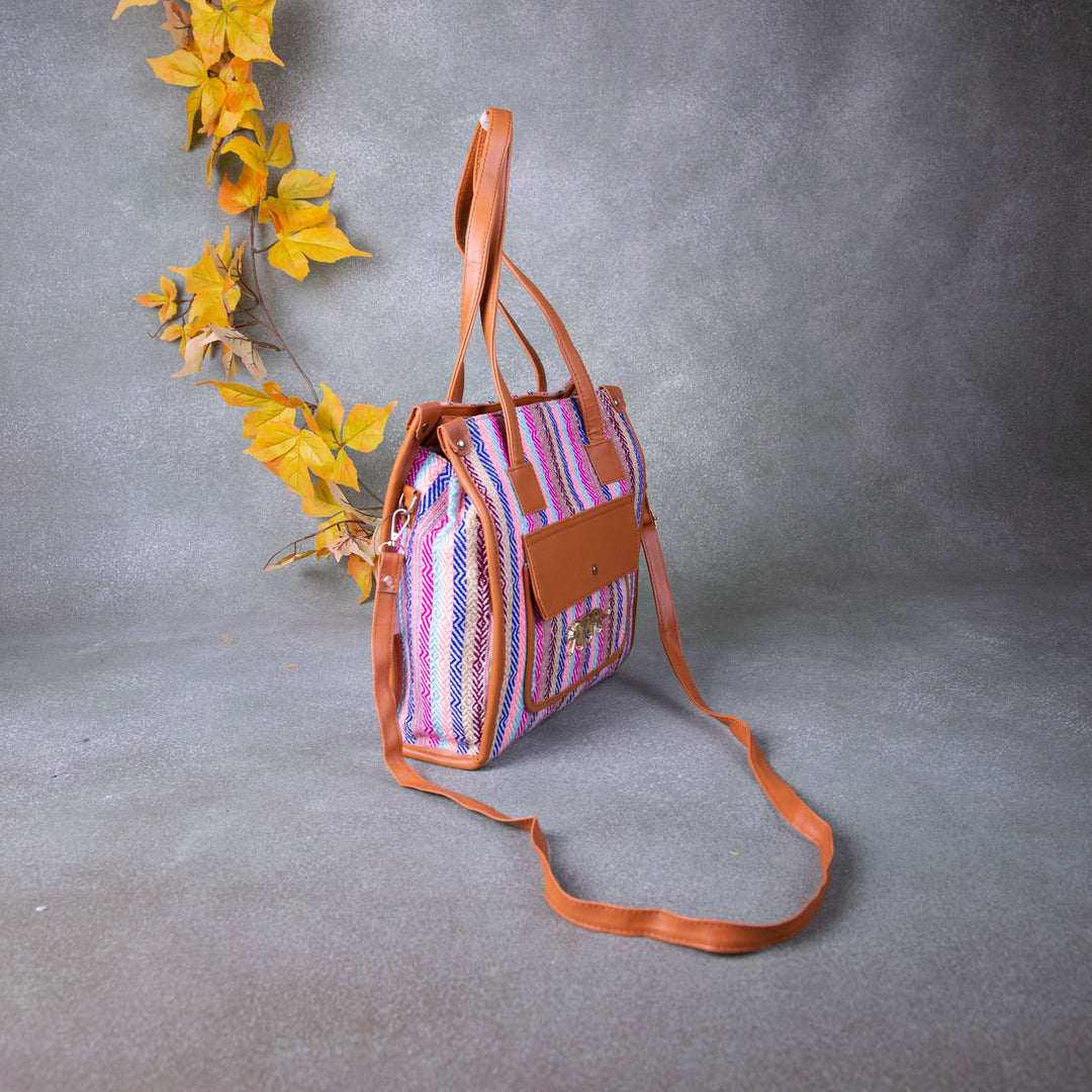 Office Tote Cum Sling Multi-Colour