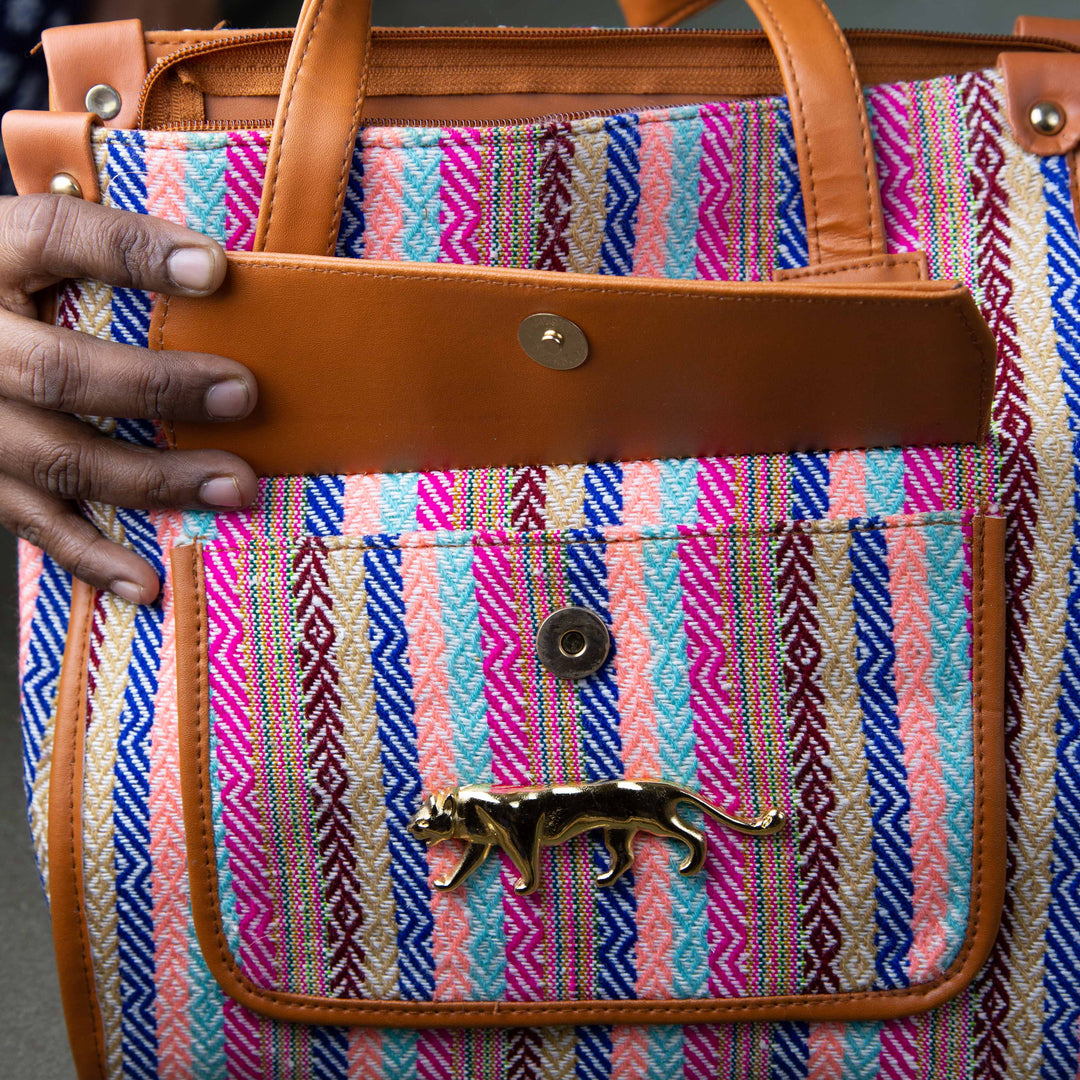 Office Tote Cum Sling Multi-Colour