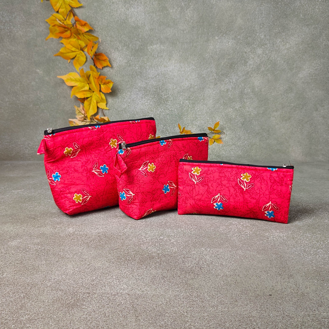 Pouch Buddies Red Floral Prints