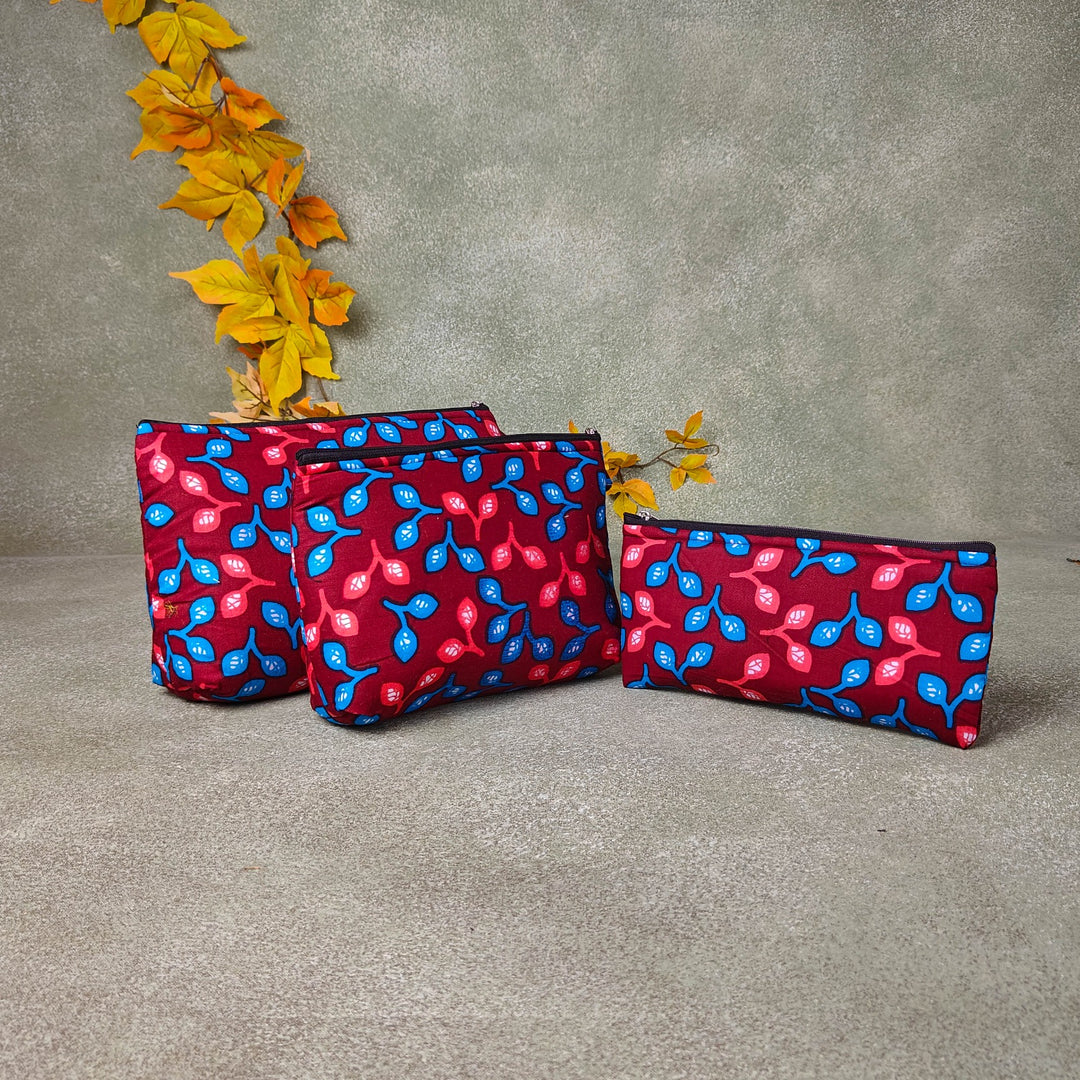 Pouch Buddies Red Botanical Floral Prints