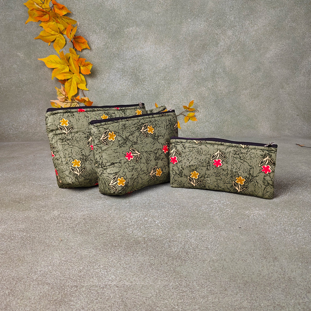 Pouch Buddies Green Botanical Floral Prints