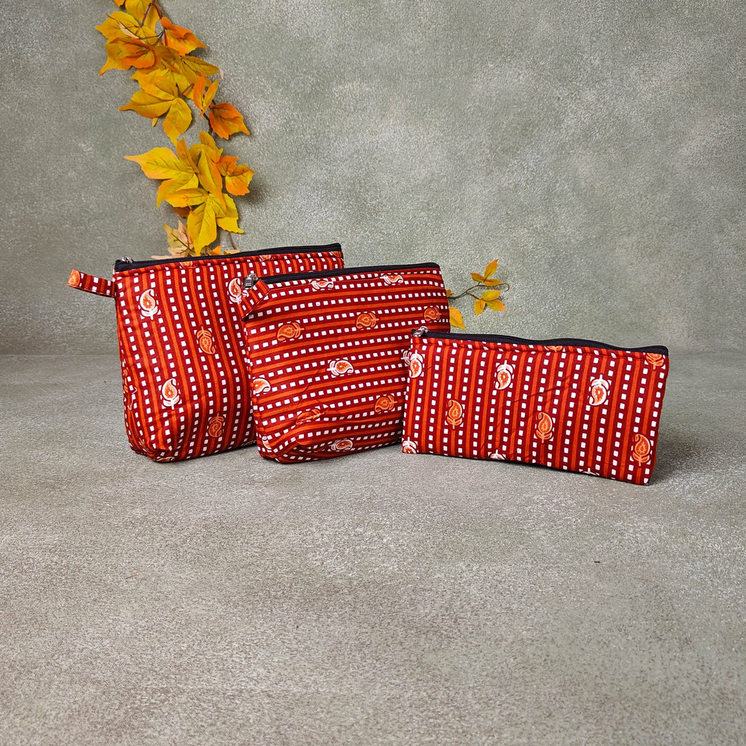 Pouch Buddies Maroon Hairline Prints