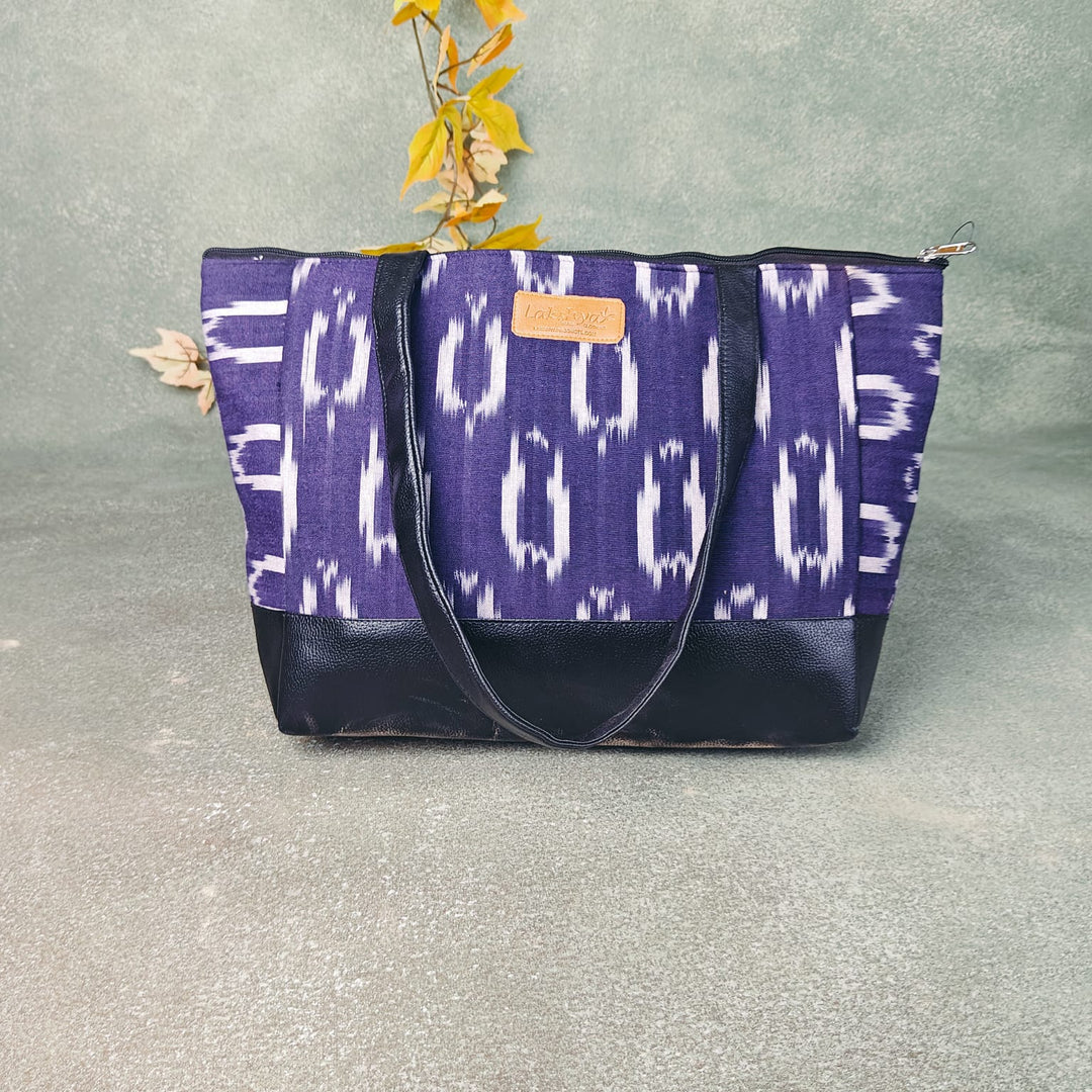 Sarus Crane Series Jumbo Tote Violet with White Composite Repeat Prints Design