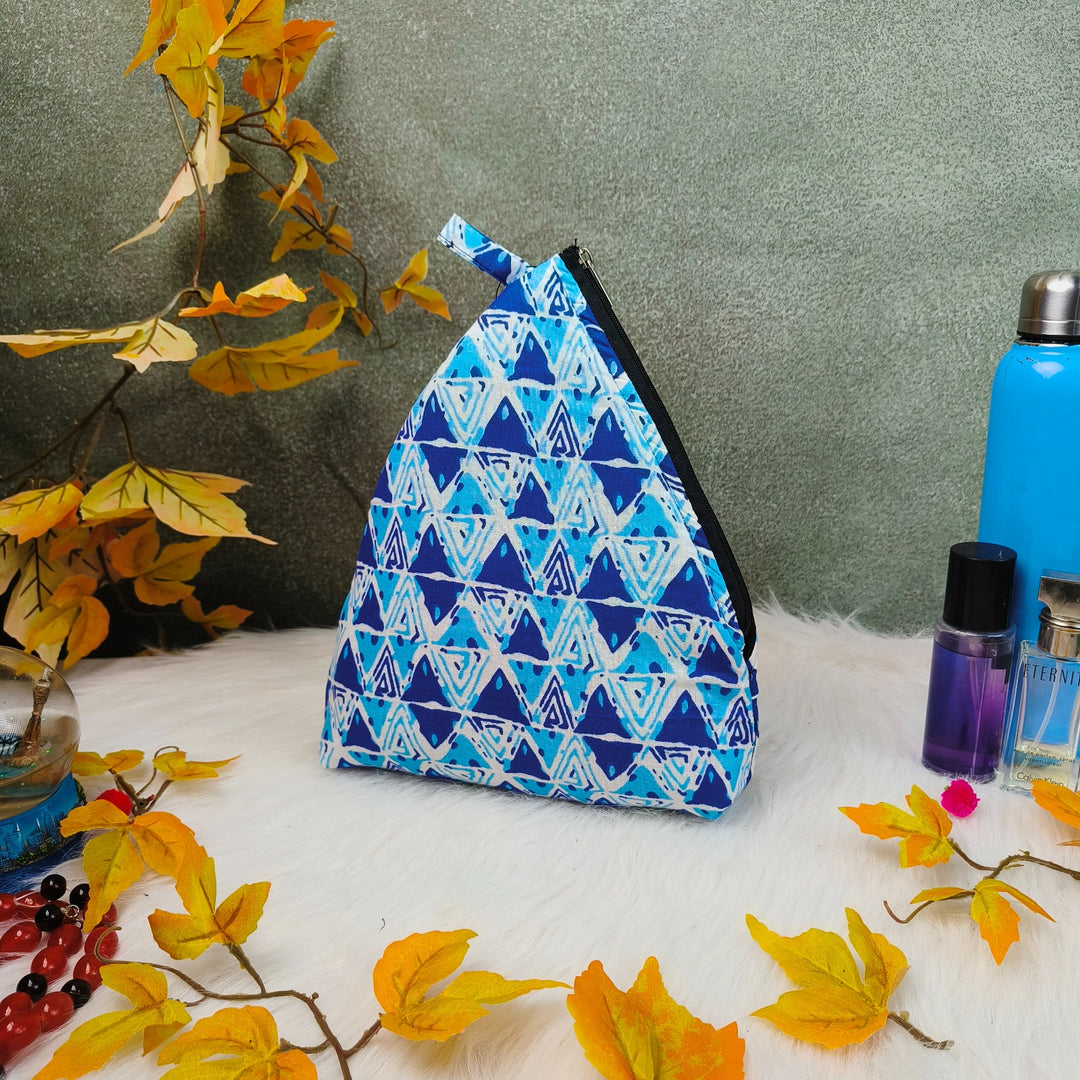 Weavers Nest Pouch - Large Blue Colour with Geometric Pattern