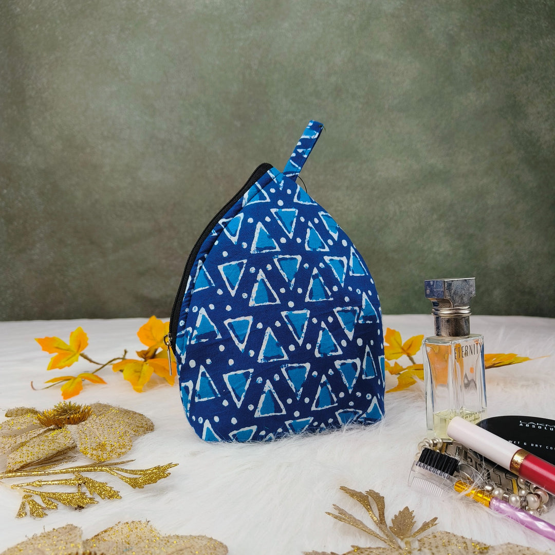 Weavers Nest Pouch Small Blue with Graphic Prints Design
