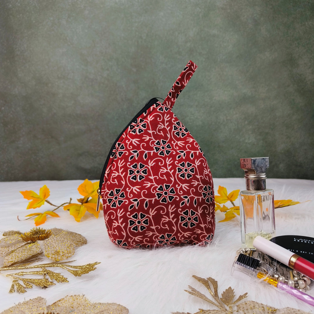 Weavers Nest Pouch Small Blood Red with Botanical Prints