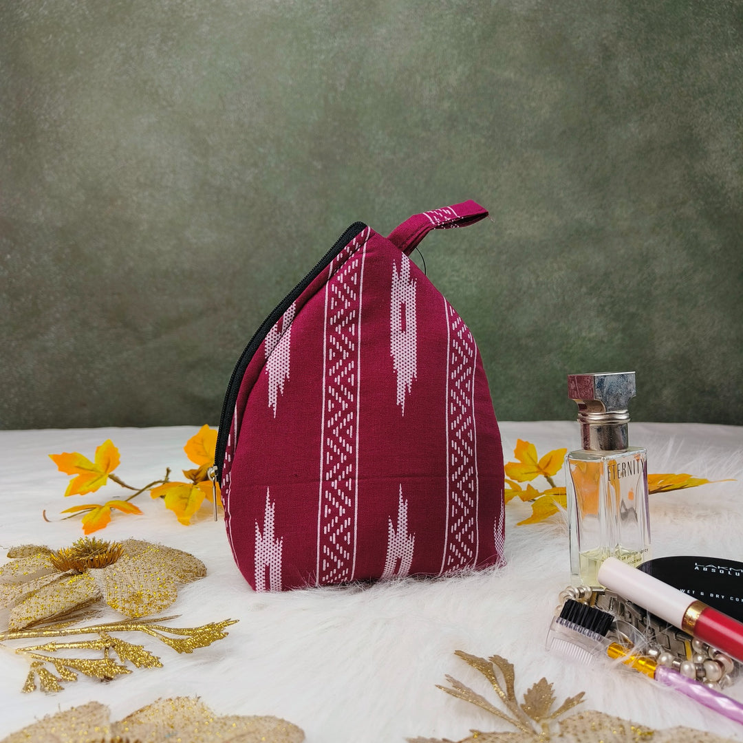 Weavers Nest Pouch Small Dark Purple with White Ditsy Prints Design