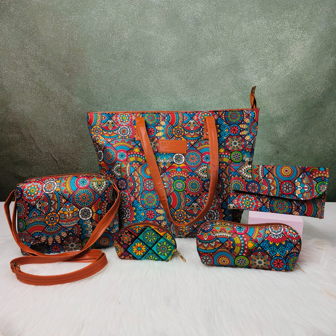 Go Special Tote Combo Set Multicolor Composite Repeat Prints