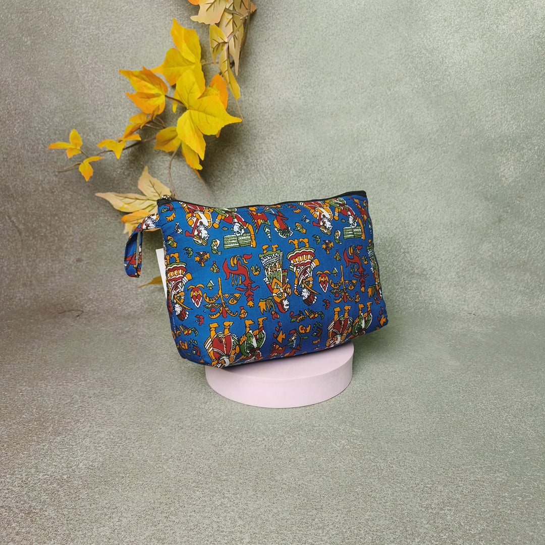 Boat Purse blue Color with kalamkari Design