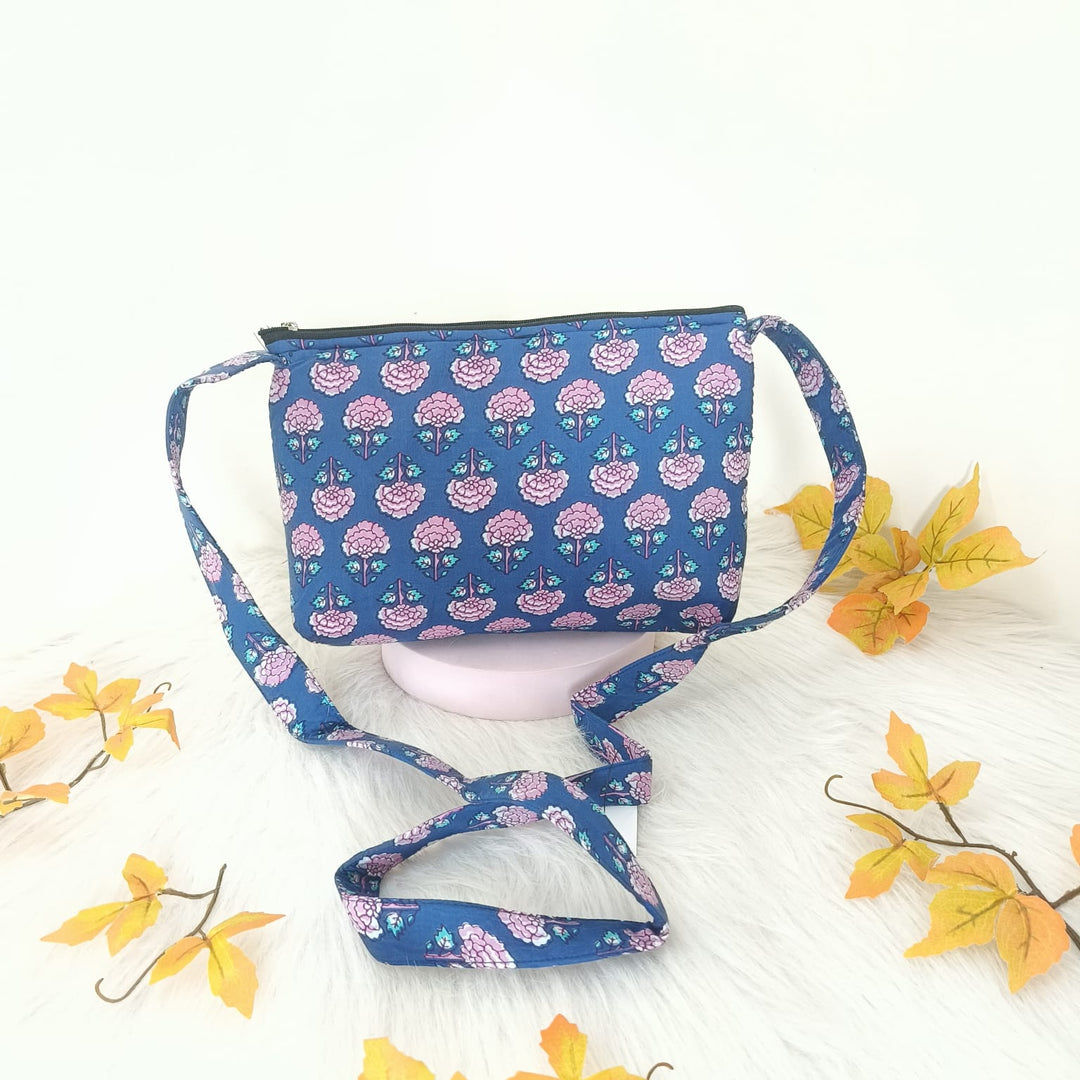 Bristlefront Everday sling Blue With Pink Floral Prints.