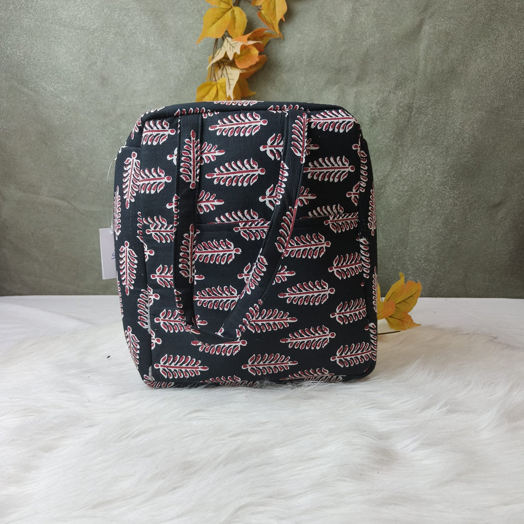 Water Proof Cotton Lunch Bag Black Jaipuri