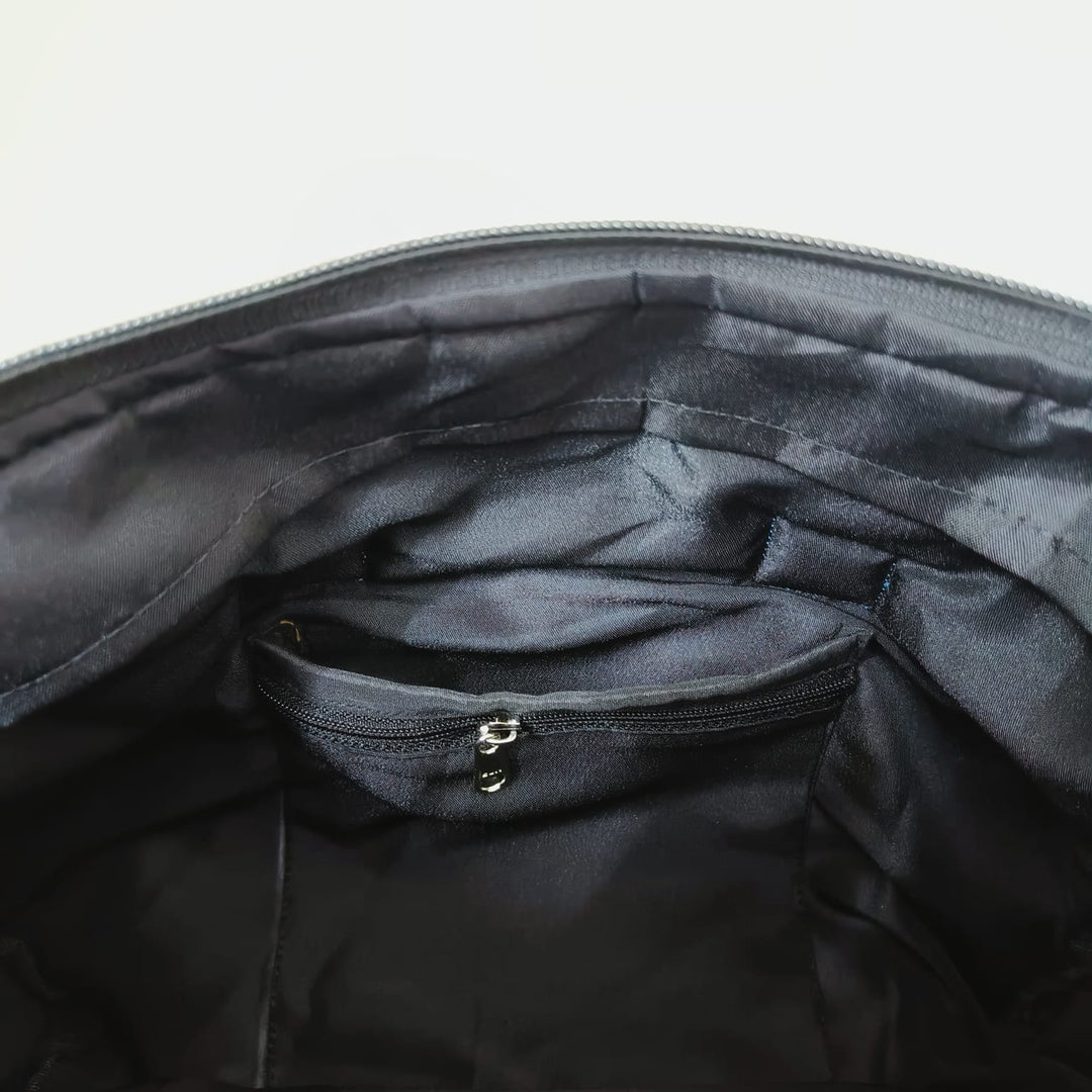 Barrel Handbags Black with Floral Ditsy Design