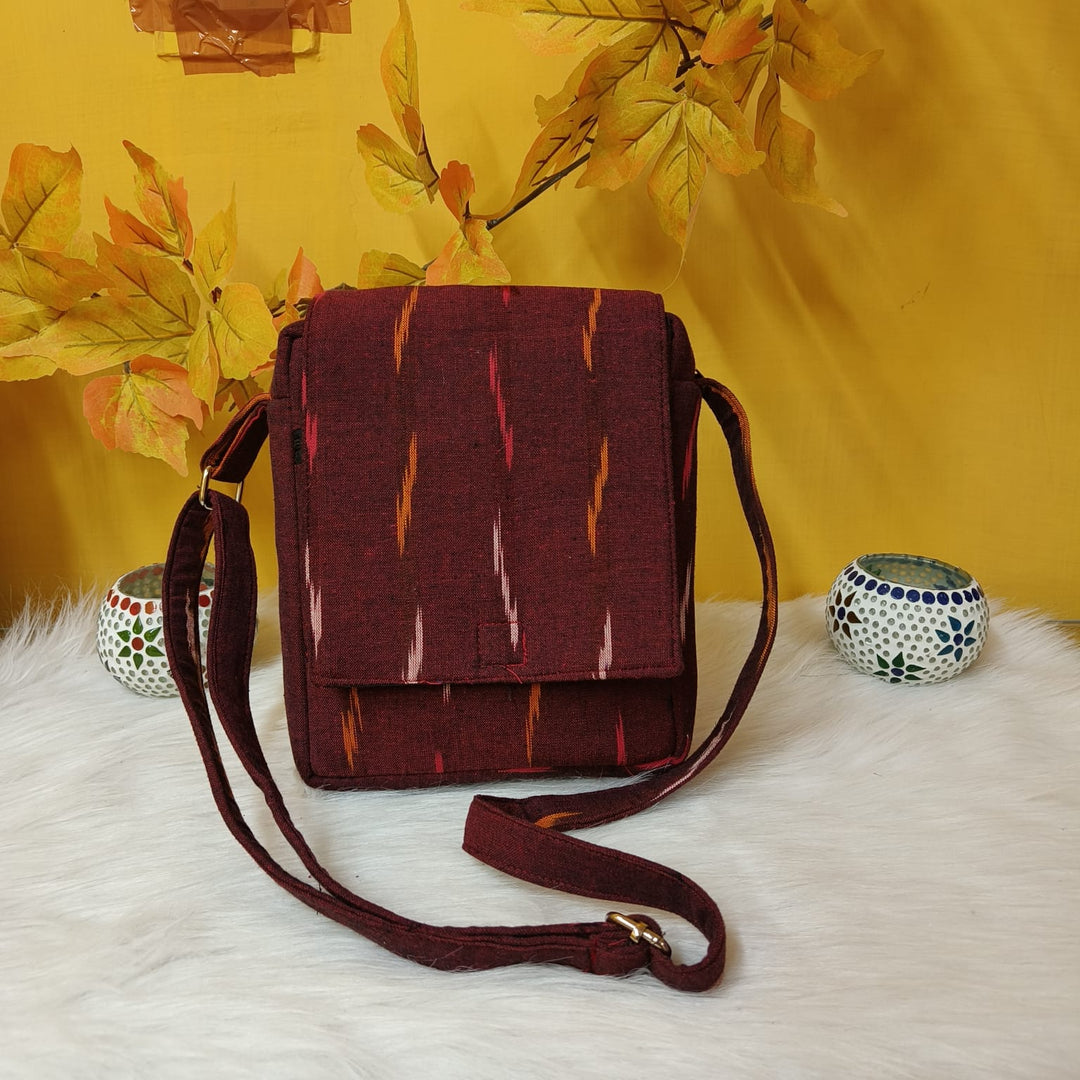 Ikat Sling Maroon with elegant yellow prints