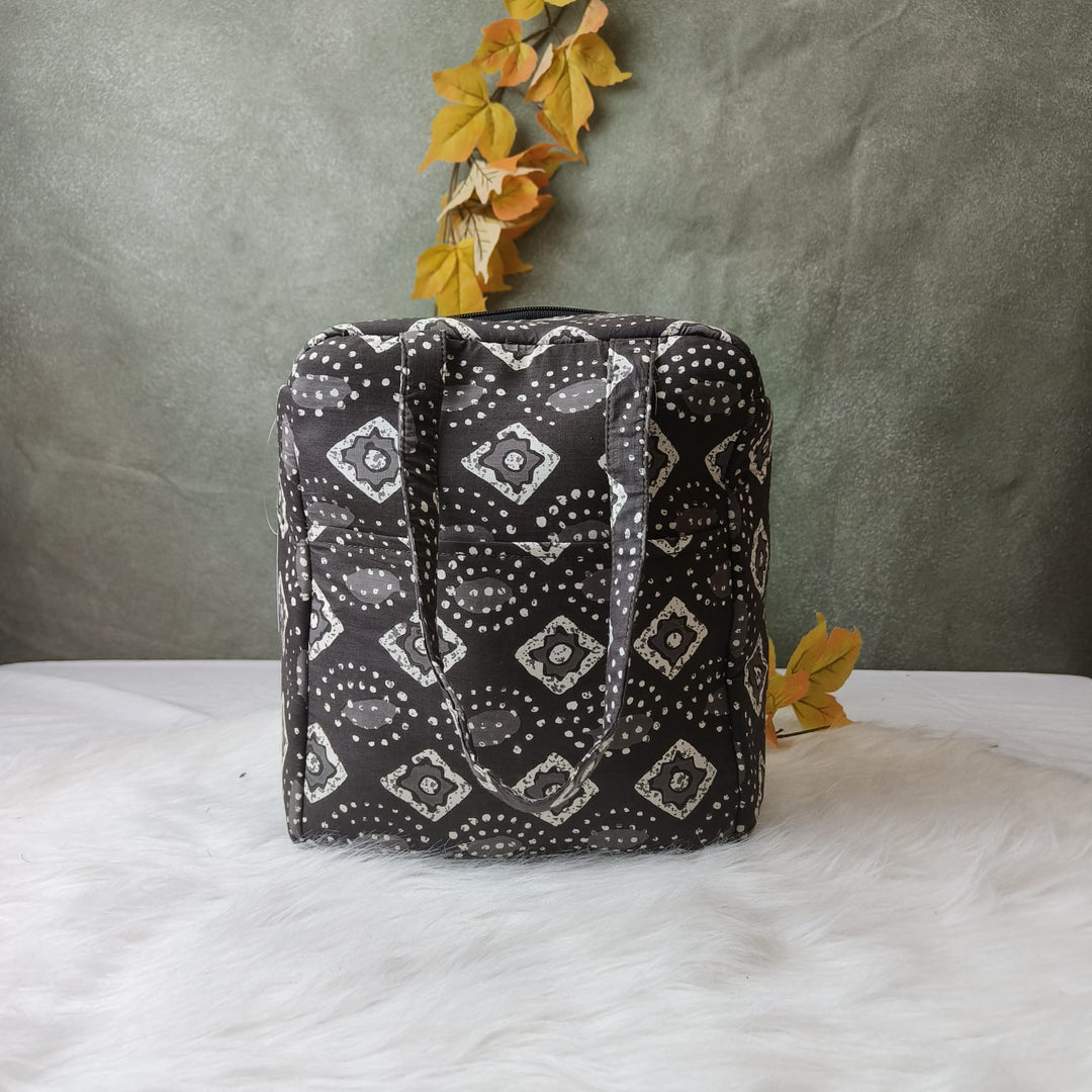 Water Proof Cotton Lunch Bag Grey Batik