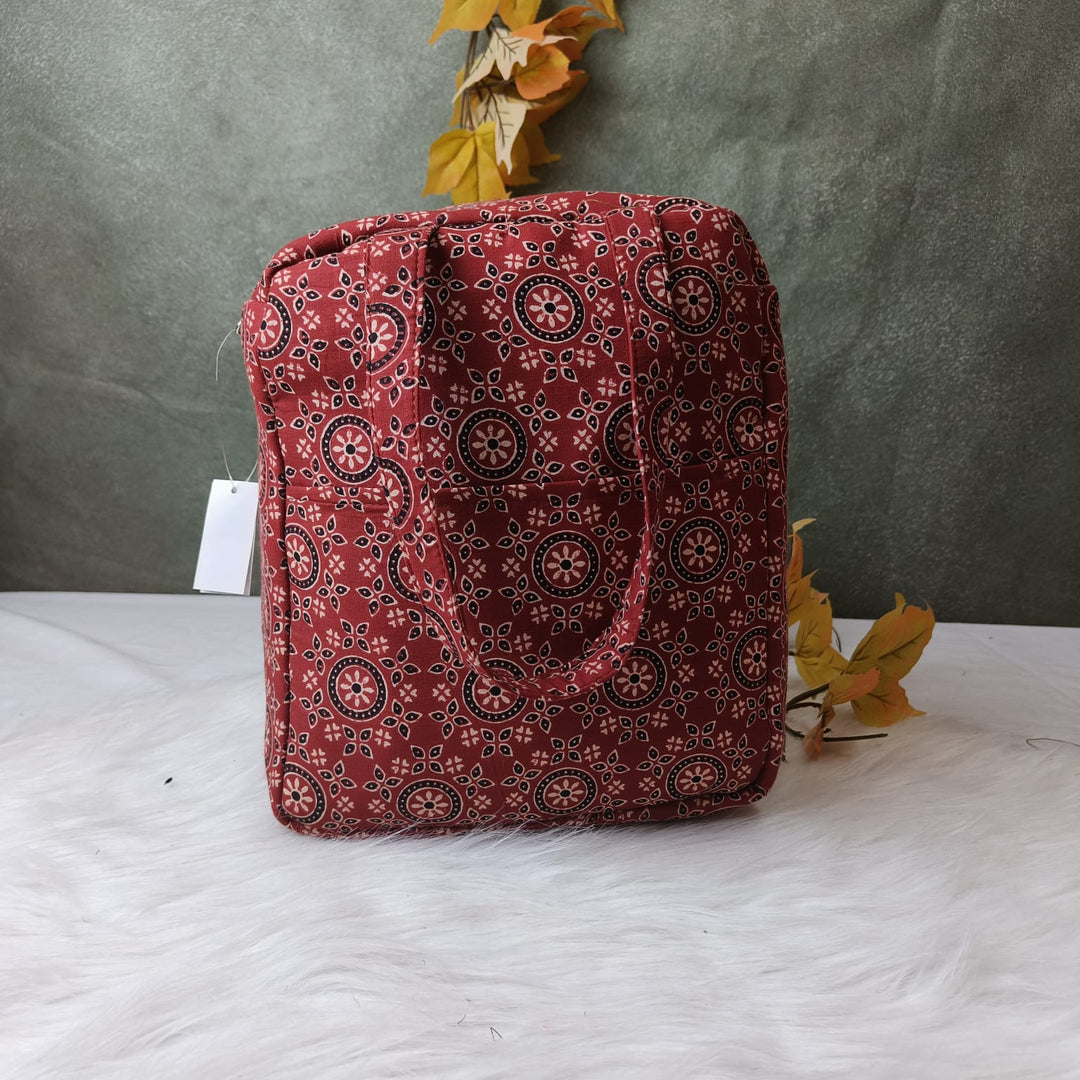 Water Proof Cotton Lunch Bag Red Ajarkh