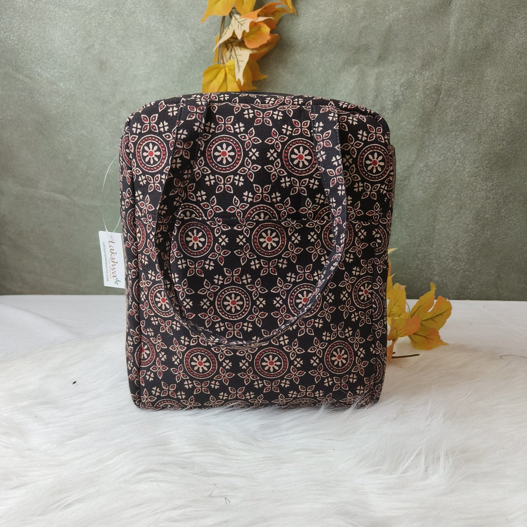 Water Proof Cotton Lunch Bag Black Ajarkh
