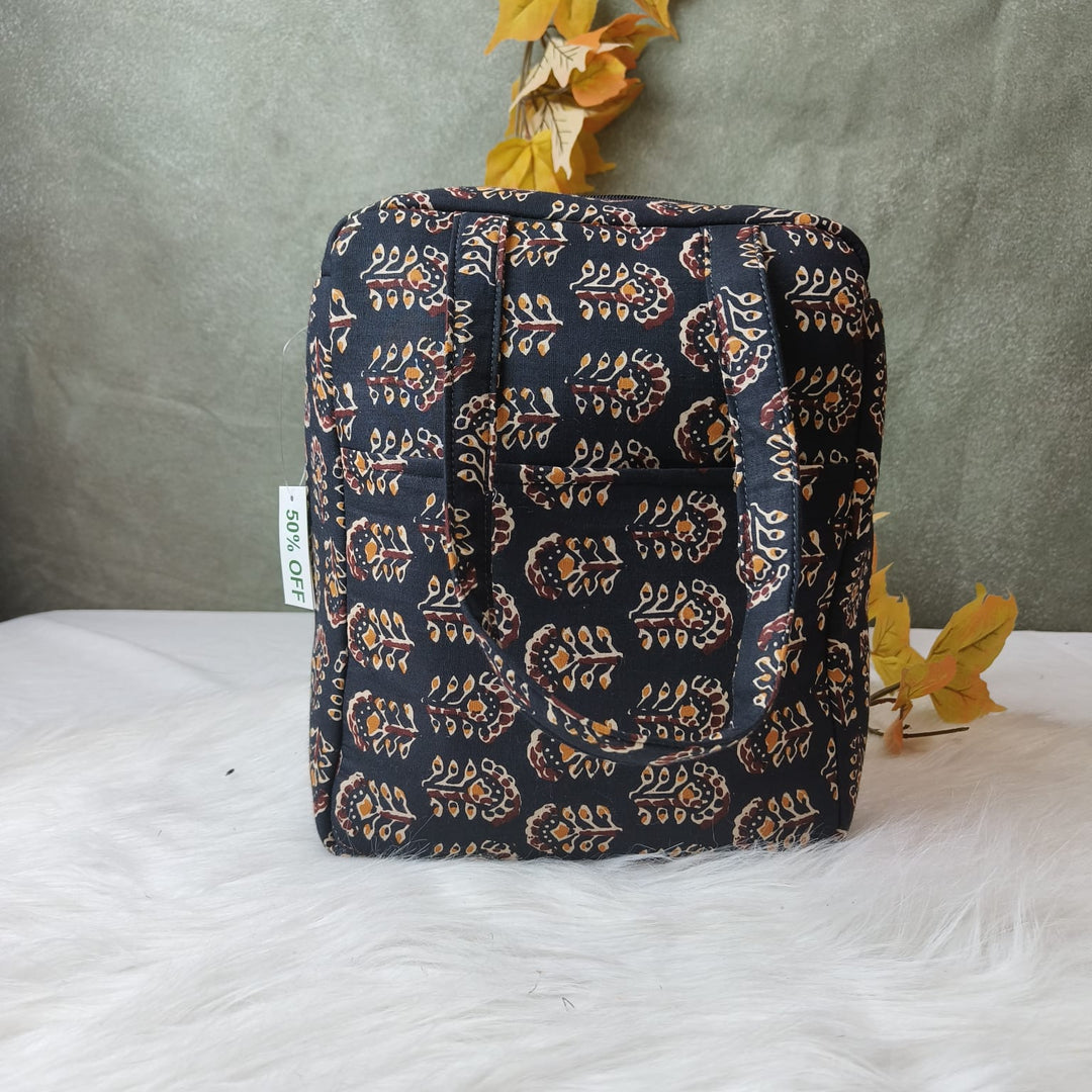 Water Proof Cotton Lunch Bag Ajarkh Print