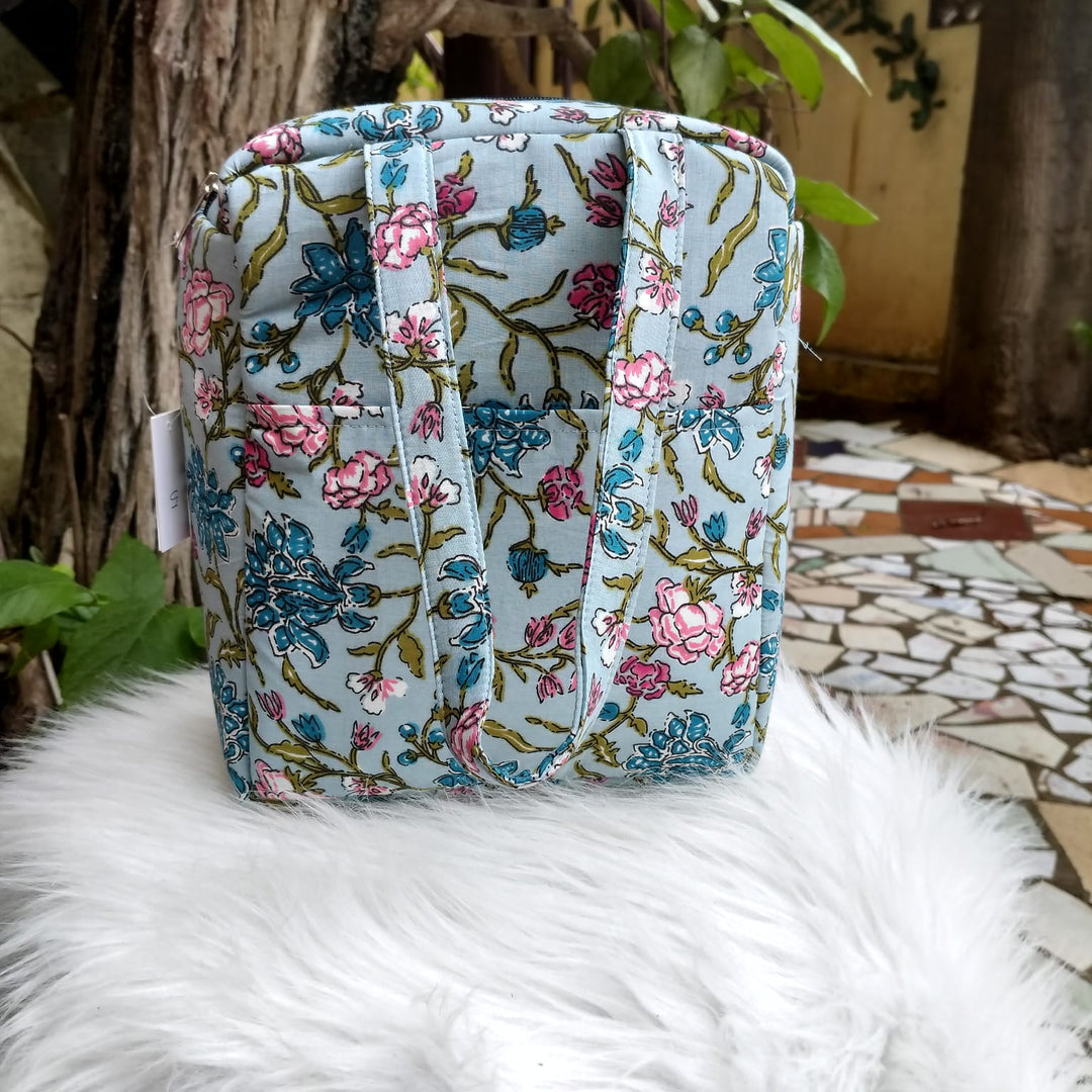 Water Proof Cotton Lunch Bag Greyish Blue