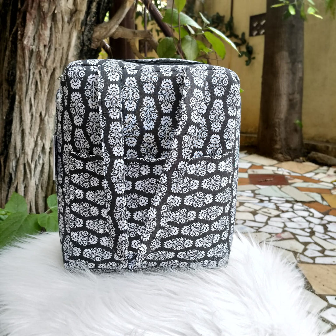 Water Proof Cotton Lunch Bag Grey Contemporary